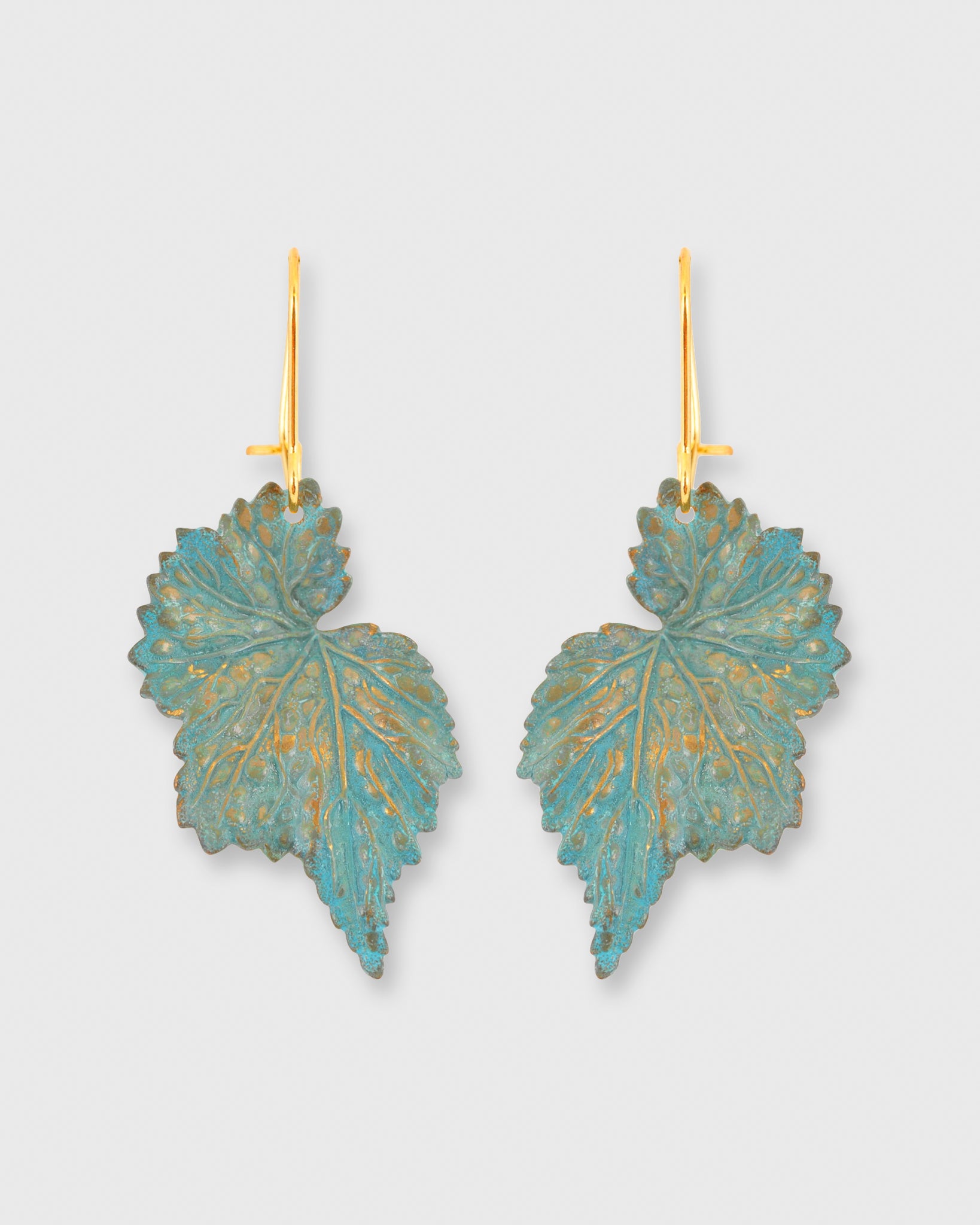 Begonia Mini Earrings in Bluish-Green/Brass