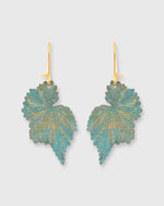 Load image into Gallery viewer, Begonia Mini Earrings in Bluish-Green/Brass
