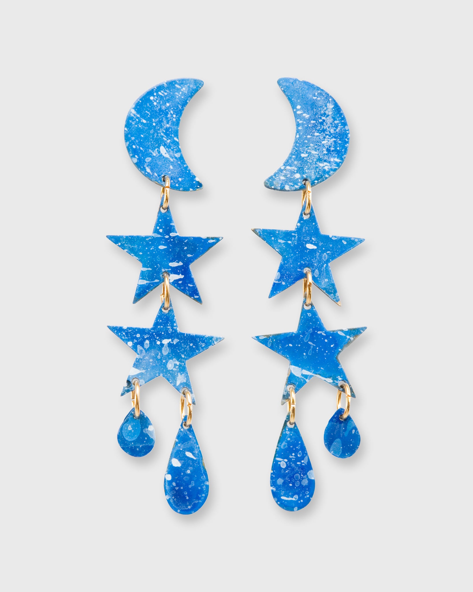 Large Twilight Earrings in Blue/Brass