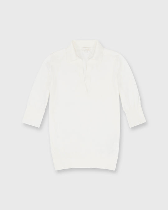 Half-Sleeved Georgina Sweater in Ivory Cotton/Silk