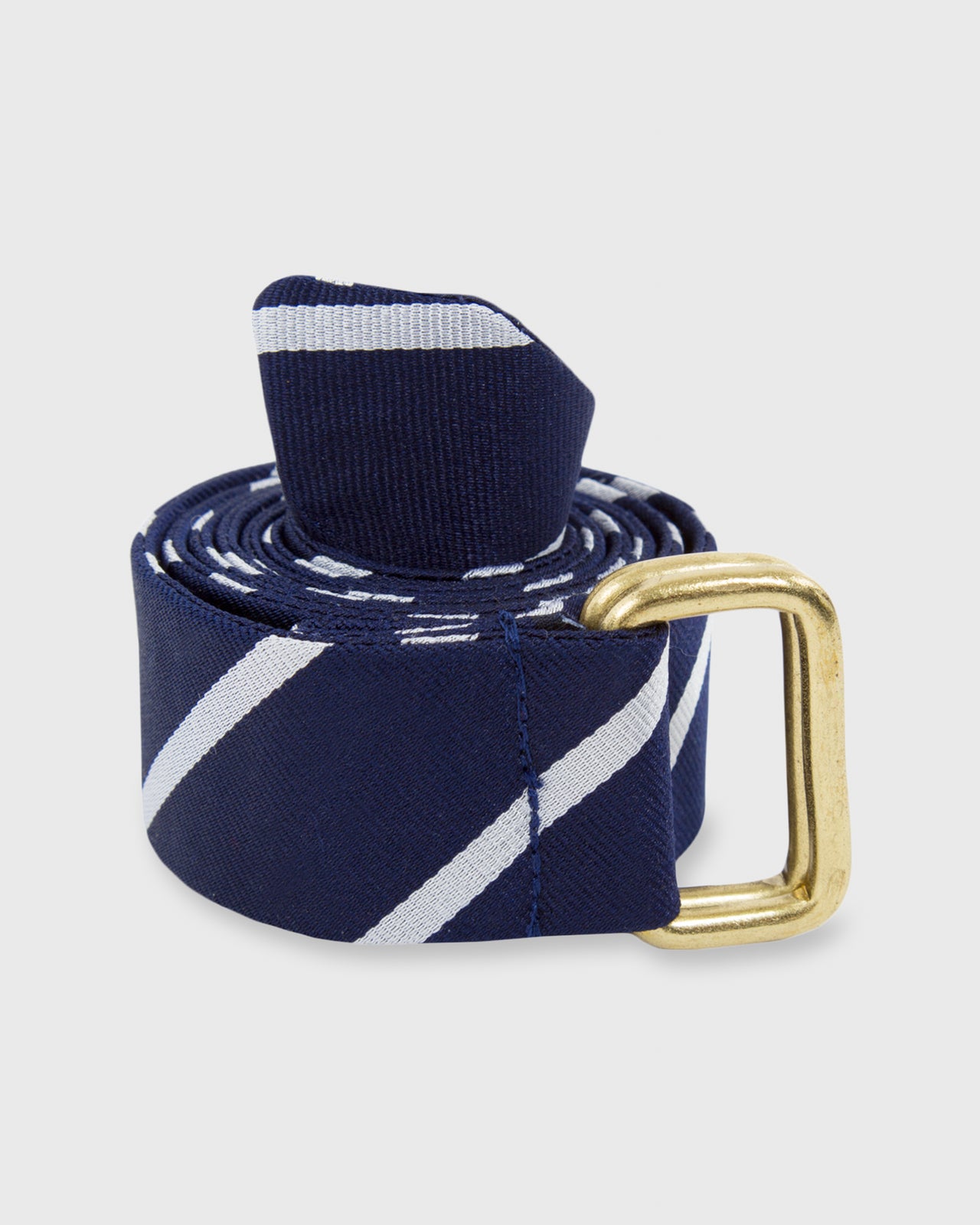 D-Ring Belt Navy Buckingham Stripe