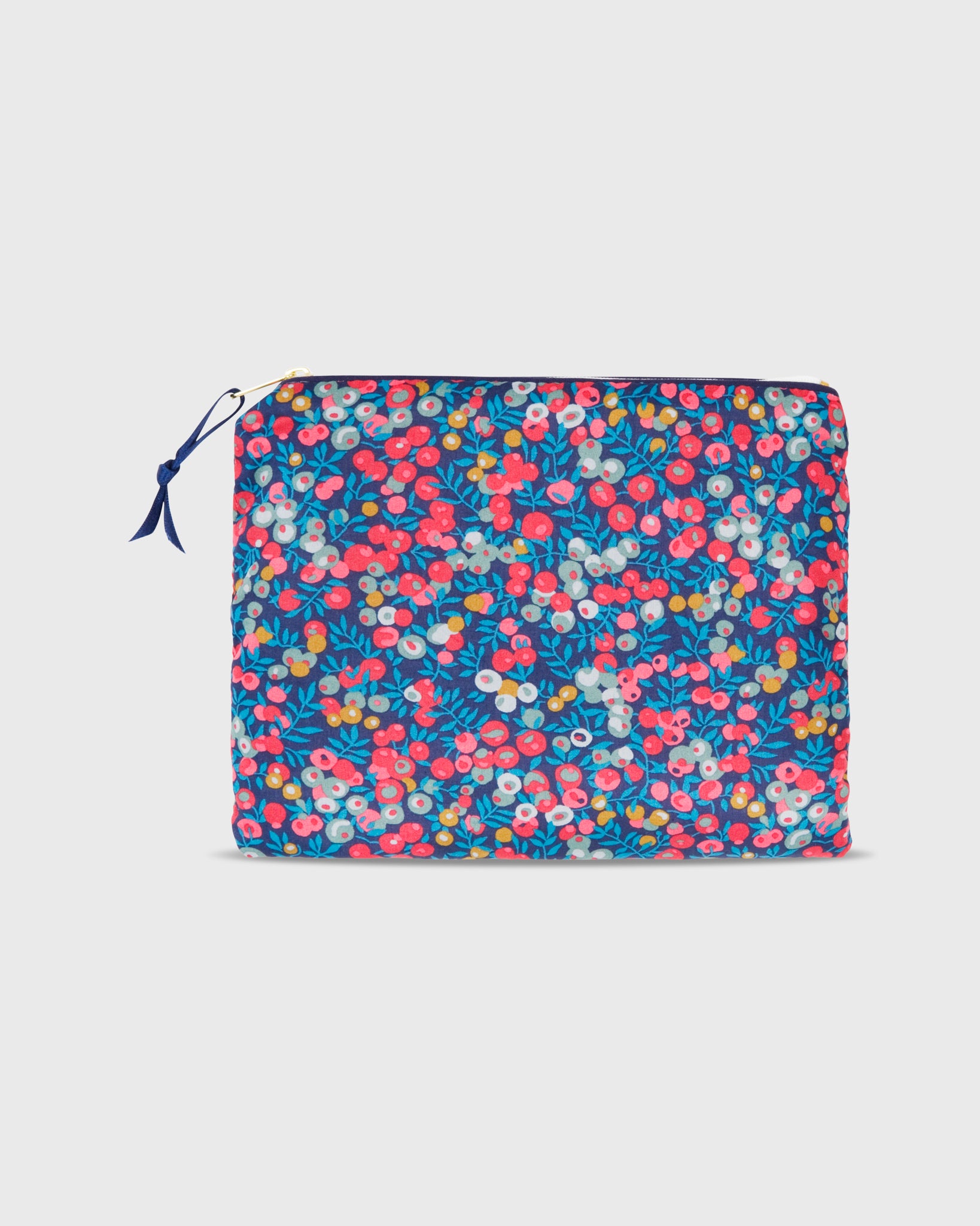 Small Zip Pouch in Navy Wiltshire Liberty Fabric