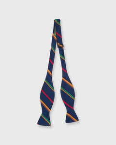 Silk Bow Tie in Navy/Green/Gold Stripe
