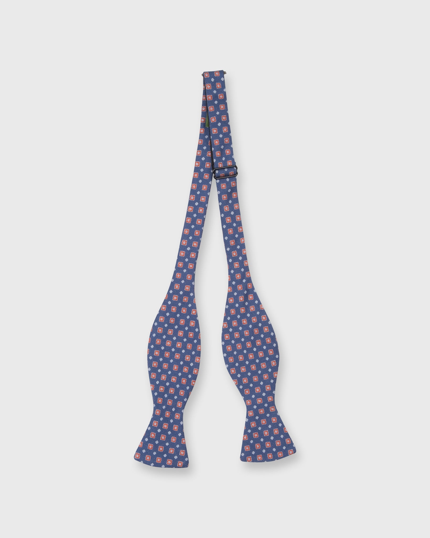 Silk Bow Tie in Denim/Rust/Sky Foulard