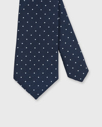 Irish Poplin Tie Navy/White Dot