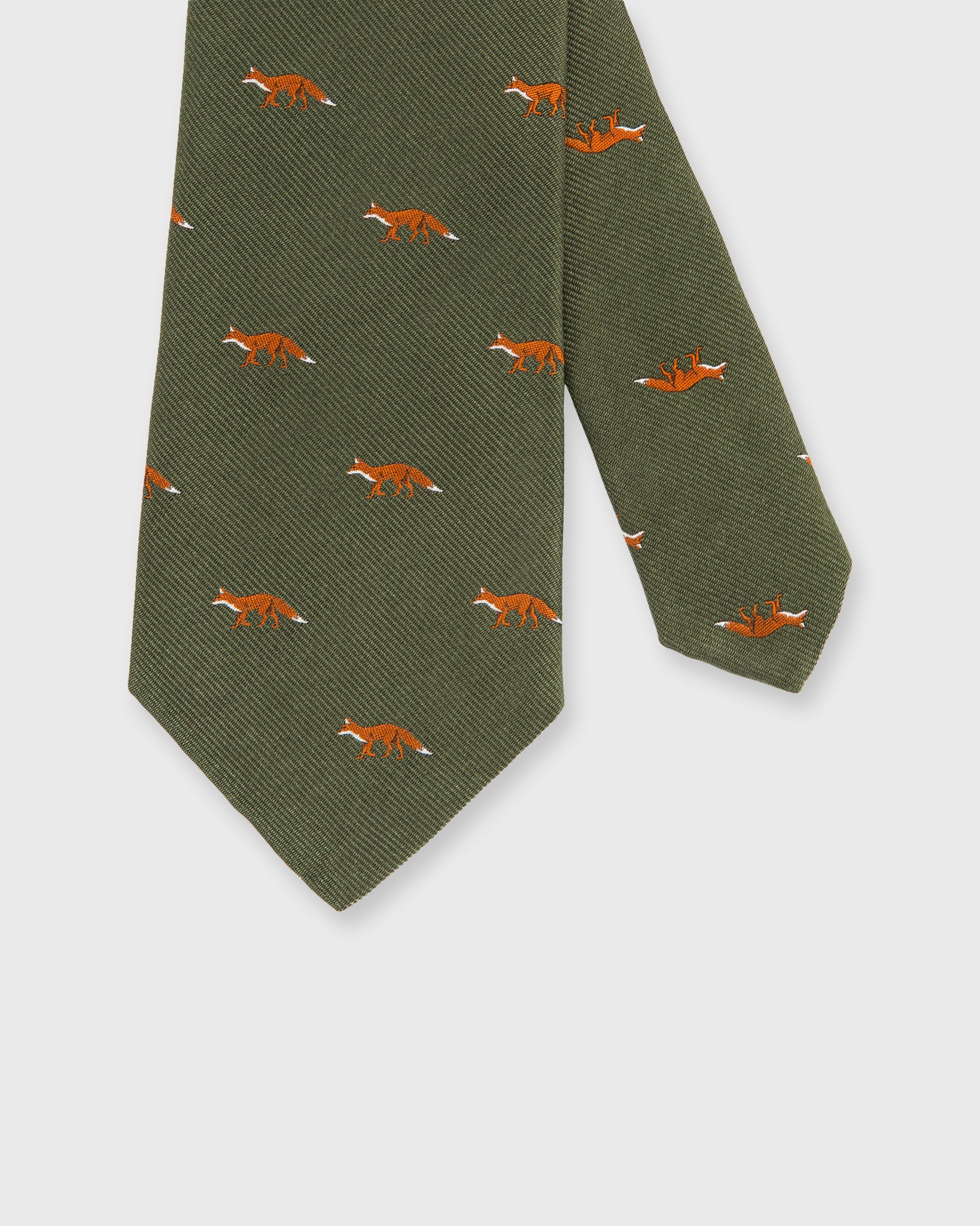 Silk Faille Club Tie in Olive Fox