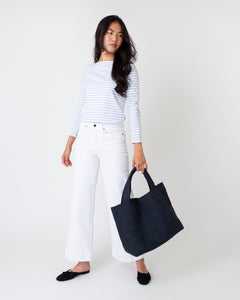 Mercato Handwoven Tote in Navy Coated Cotton