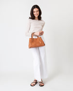 Load image into Gallery viewer, Wide Woven Satchel Bag in Biscuit Leather
