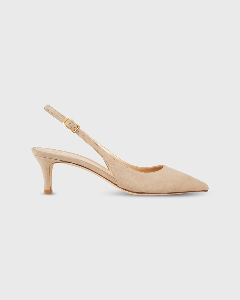 Kitten Heel Slingback in Pebble Suede | Shop Ann Mashburn