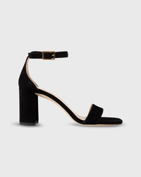 High Ankle-Wrap Block Heel in Black Suede