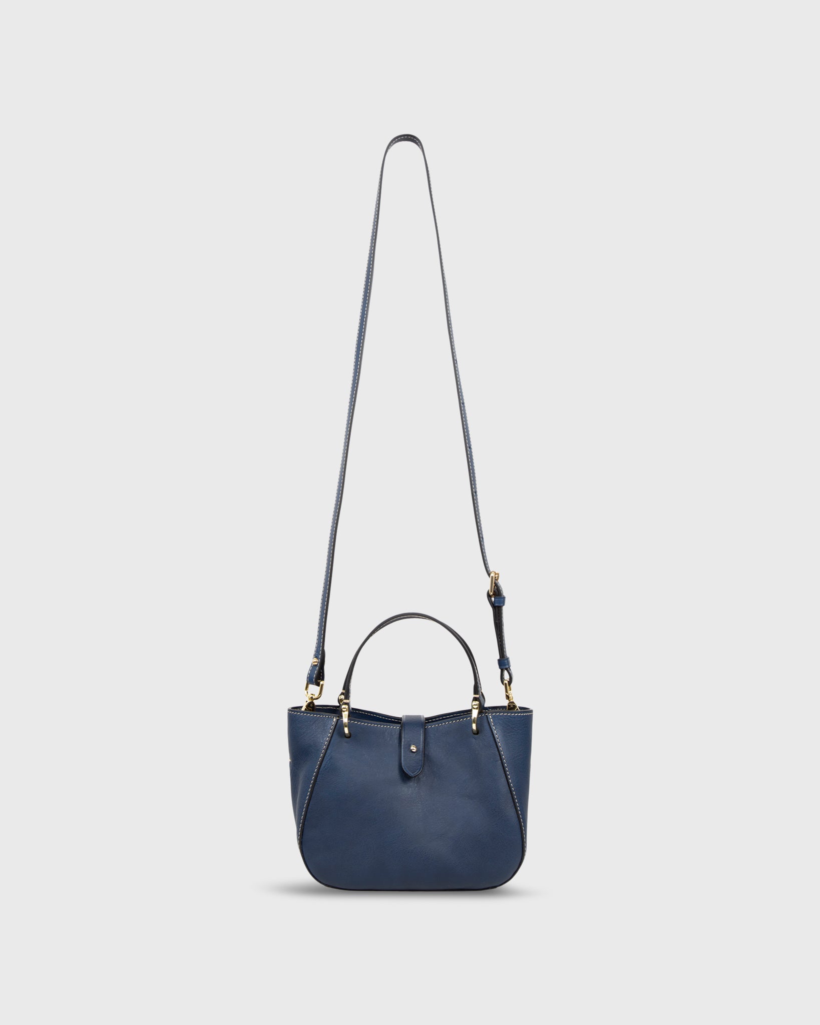 Small Annalisa Satchel Bag in Navy Leather