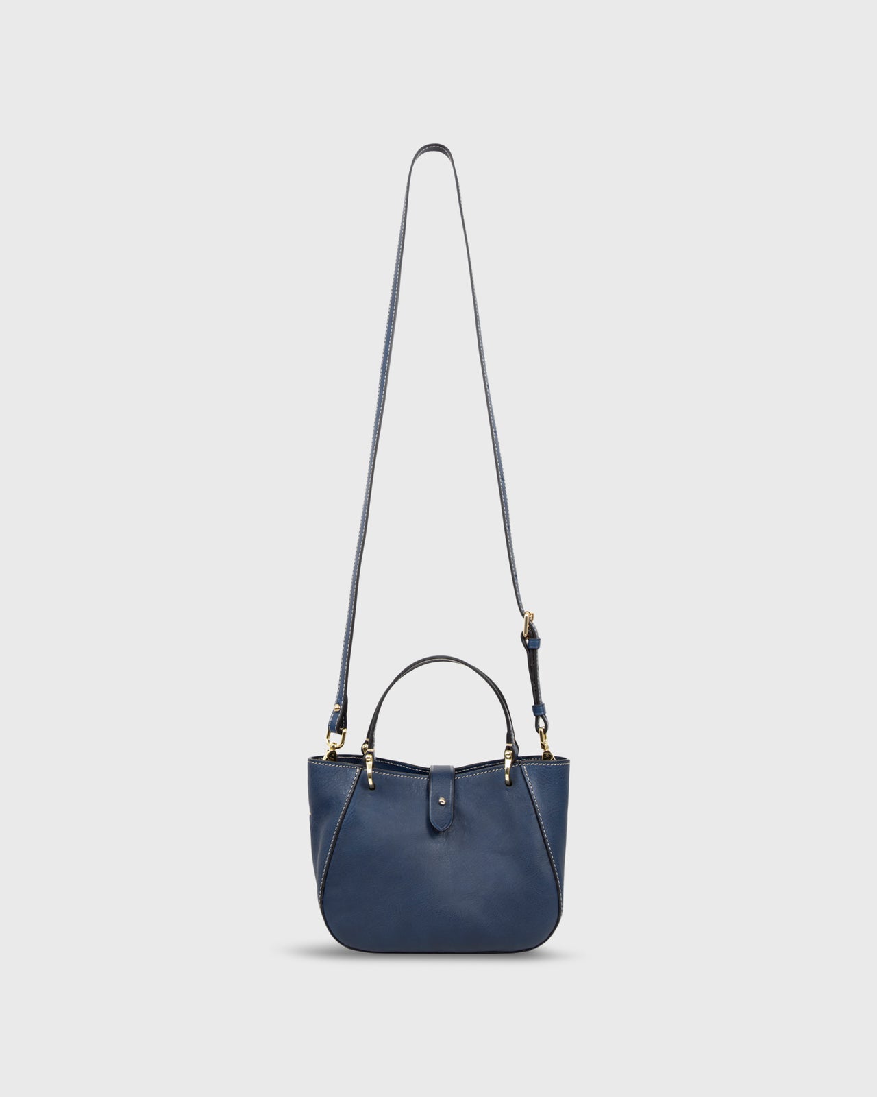 Small Annalisa Satchel Bag in Navy Leather