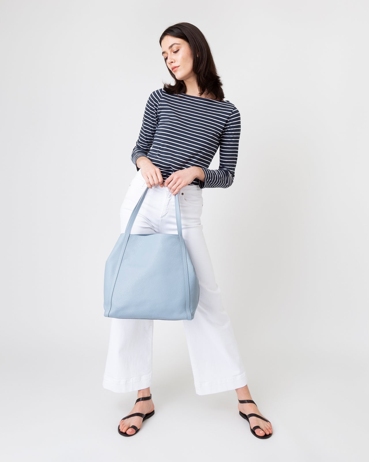 Cita Tote in Pale Blue Leather