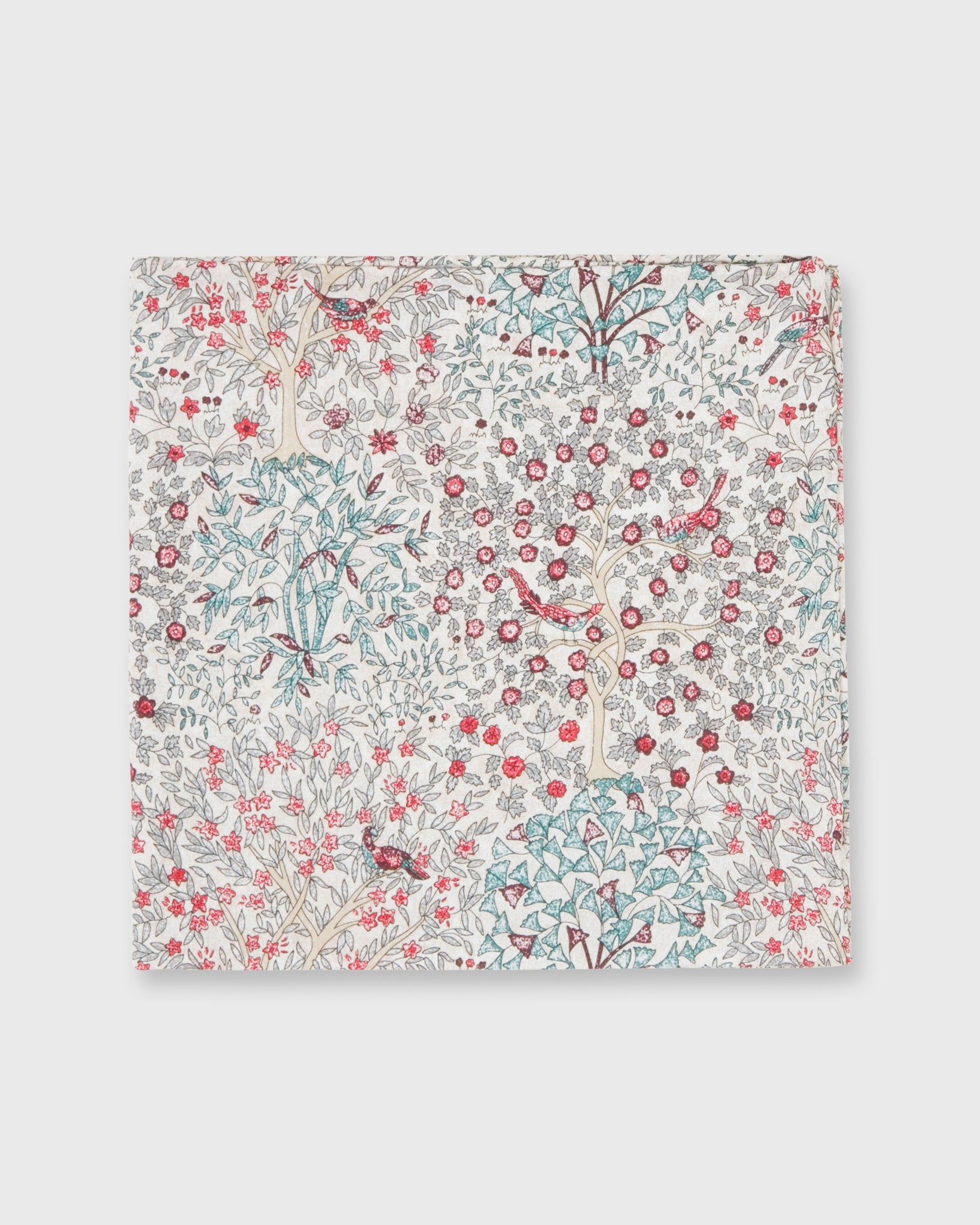 Cotton Print Pocket Square in Red/Green Jesse & Jean Liberty Fabric