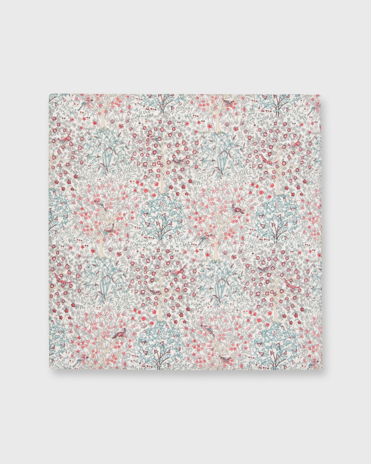 Hand-Rolled Cotton Print Pocket Square in Red/Green Jesse & Jean Liberty Fabric