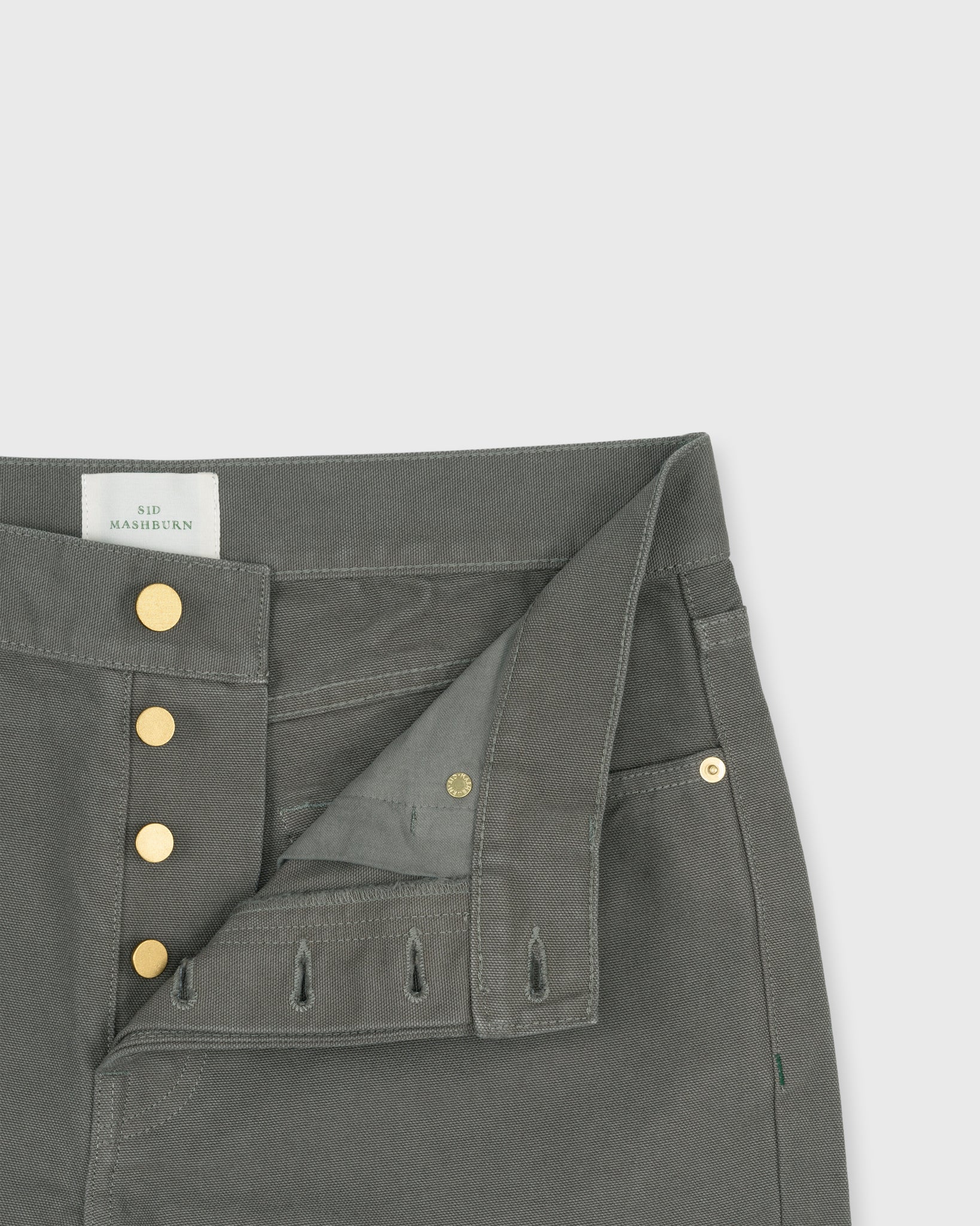 Slim Straight 5-Pocket Pant in Moss Canvas