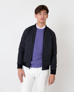 Bomber Jacket in Navy Dry Waxed Cotton