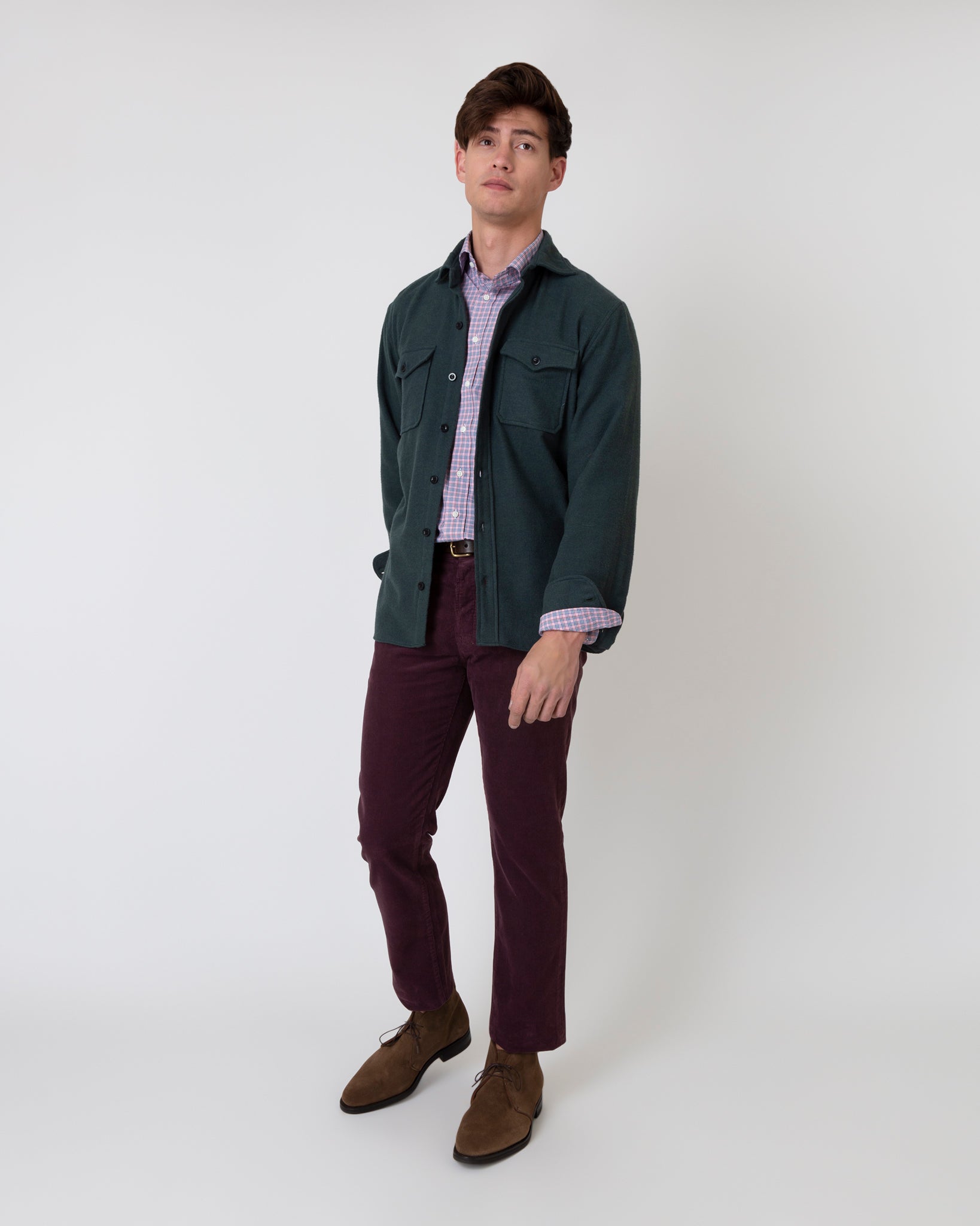 CPO Shirt in Heathered Forest Flannel | Shop Sid Mashburn