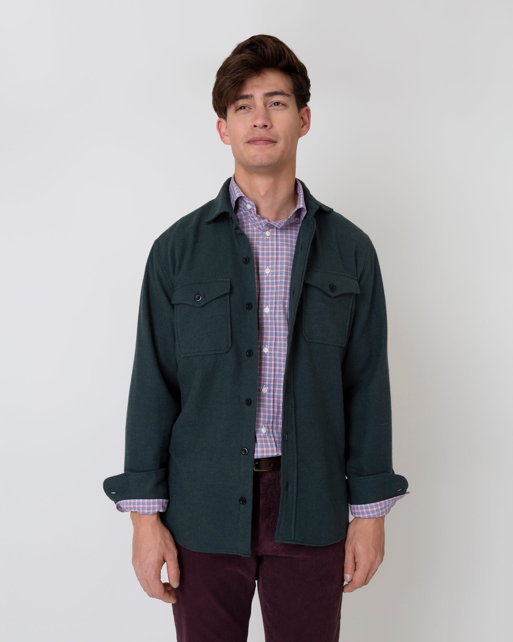 CPO Shirt in Heathered Forest Flannel | Shop Sid Mashburn