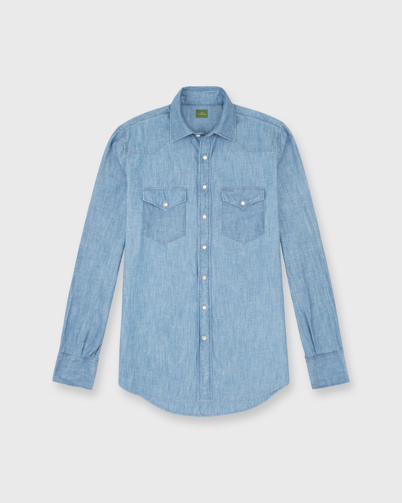 Western Work Shirt in Extra Light Washed Indigo Chambray