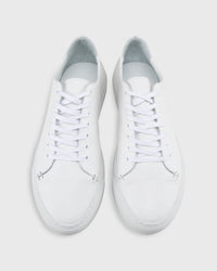 Low-Top Lace-Up Sneaker in White Perforated Leather