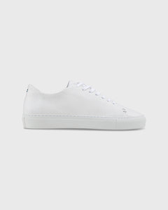 Low-Top Lace-Up Sneaker in White Perforated Leather