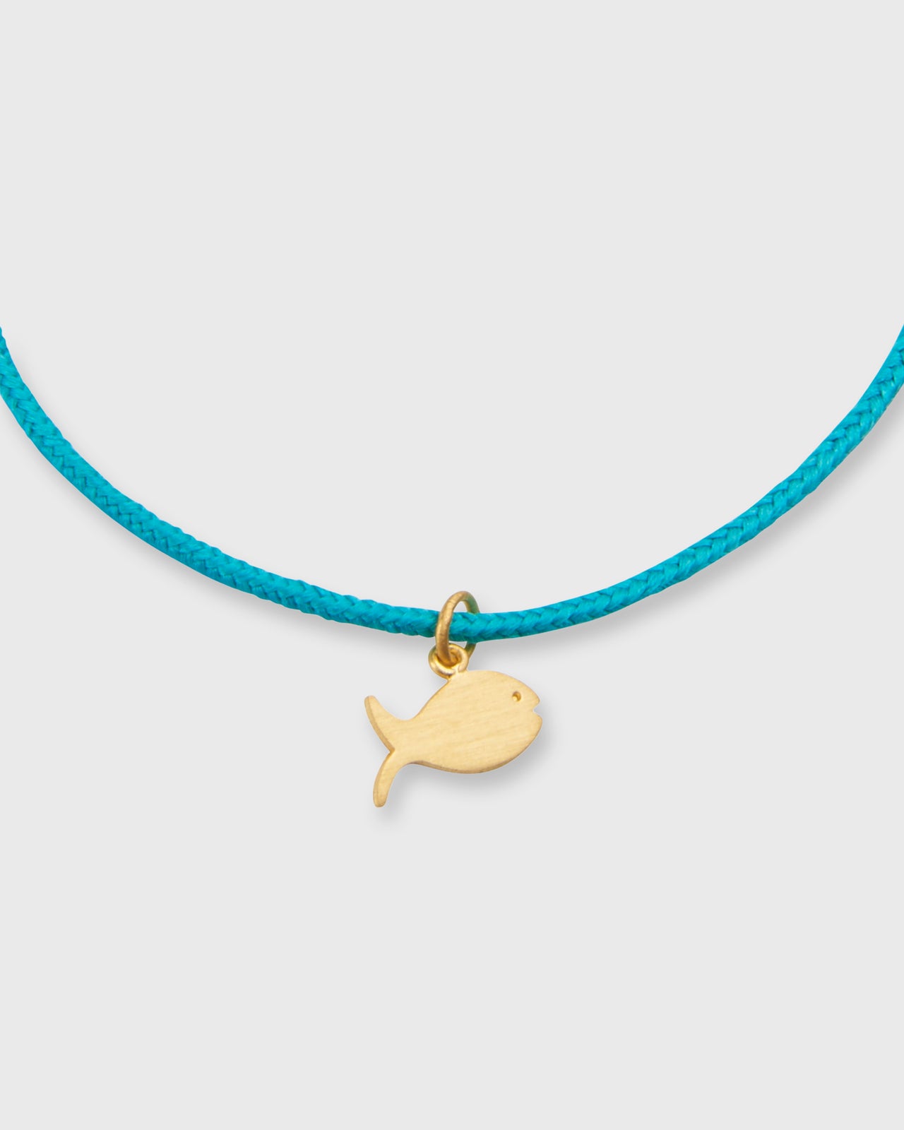 Fish Charm Bracelet in Gold/Seafoam Green Cord
