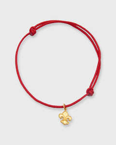 Fleur De Lys Charm Bracelet in Gold/Red Cord