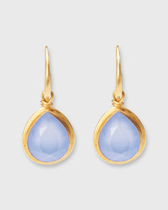 Small Medici Pear Shaped Earrings in Blue Chalcedony
