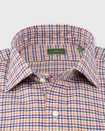 Load image into Gallery viewer, Spread Collar Sport Shirt in Orange/Berry/Navy Tattersall Brushed Twill
