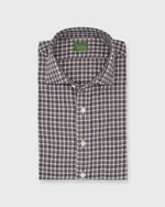 Load image into Gallery viewer, Spread Collar Sport Shirt in Grey/Cobalt/Brown Check Brushed Twill
