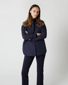 Sena Quilted Jacket in Navy Chiffon