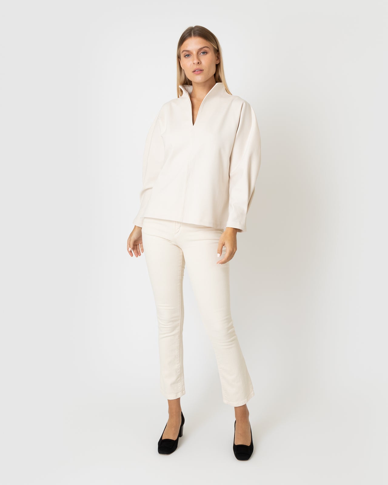 Violet Top in Bisque Bi-Stretch Tricotine