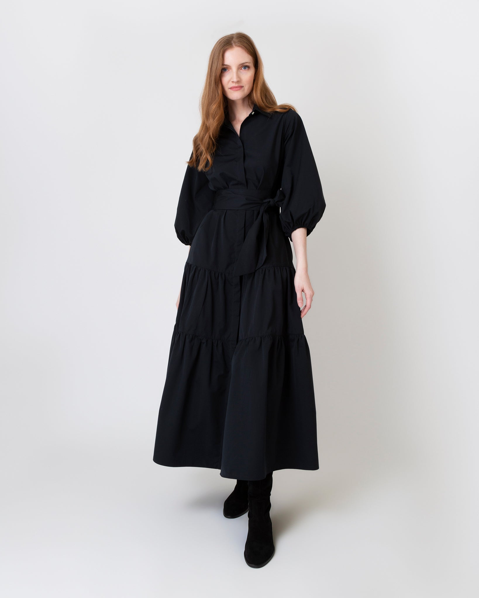 Isla Shirtdress in Black Poplin