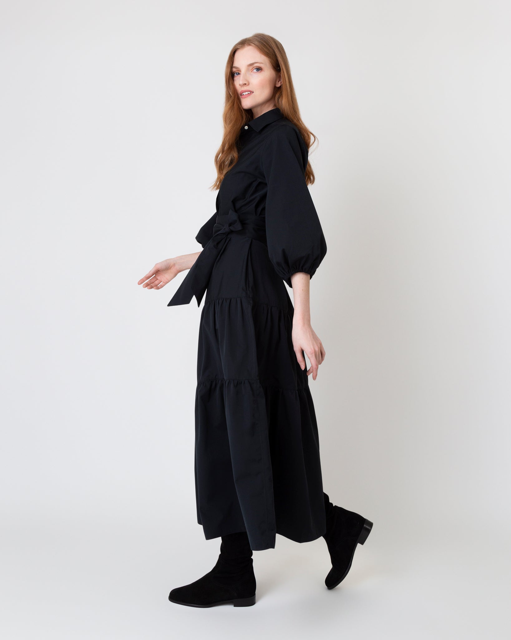 Isla Shirtdress in Black Poplin