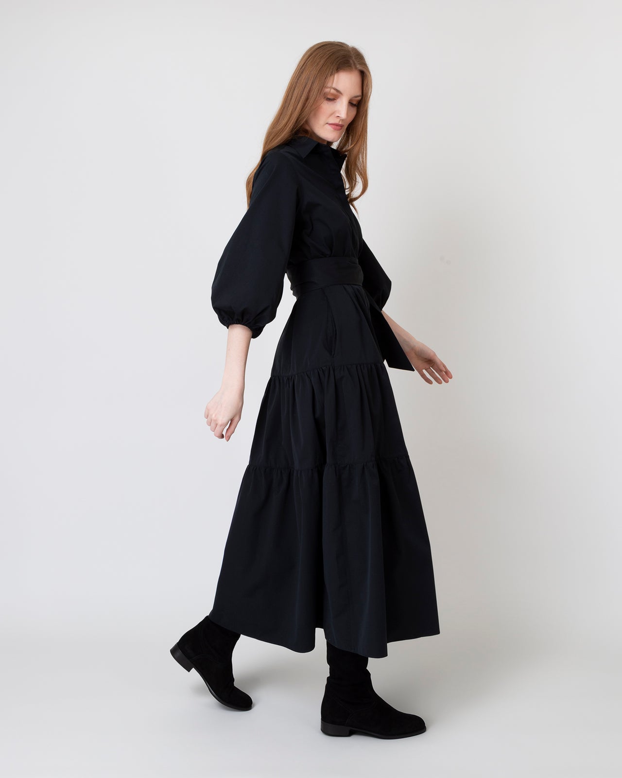 Isla Shirtdress in Black Poplin | Shop Ann Mashburn