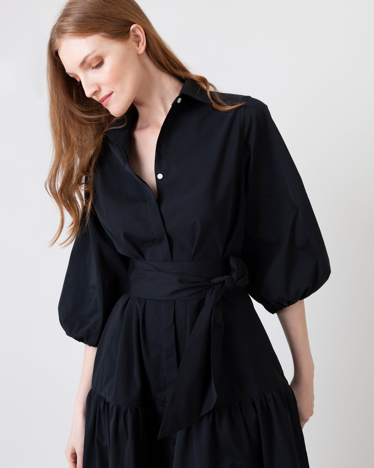 Isla Shirtdress in Black Poplin | Shop Ann Mashburn