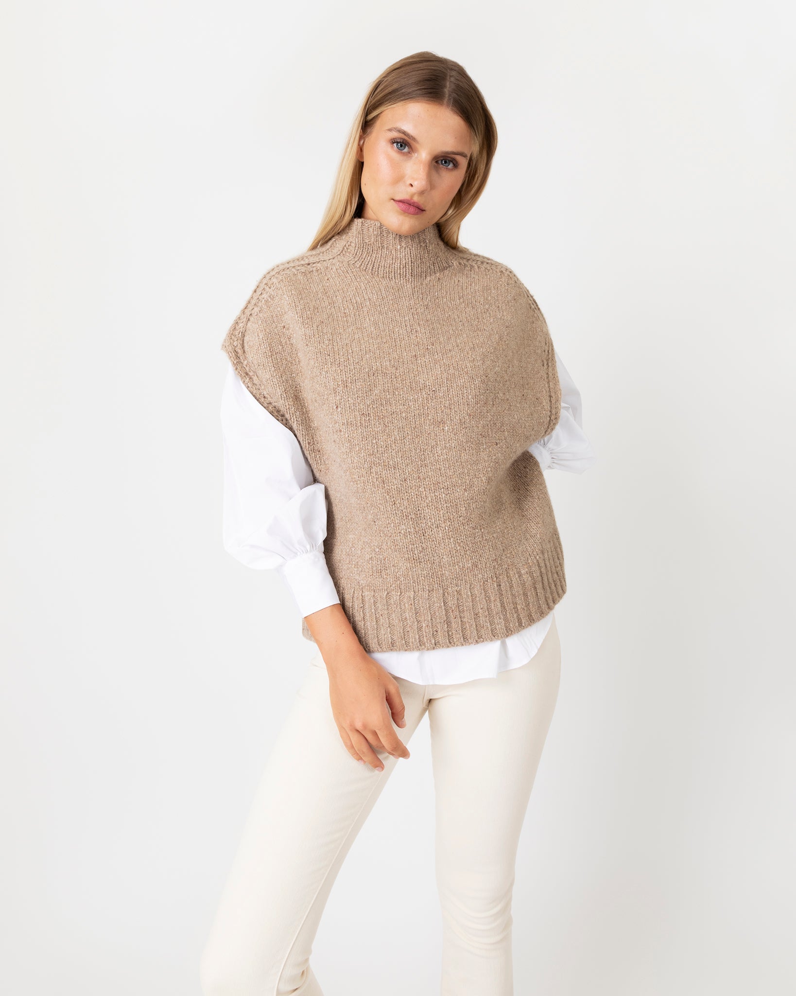 Athena Sweater in Camel Donegal Cashmere