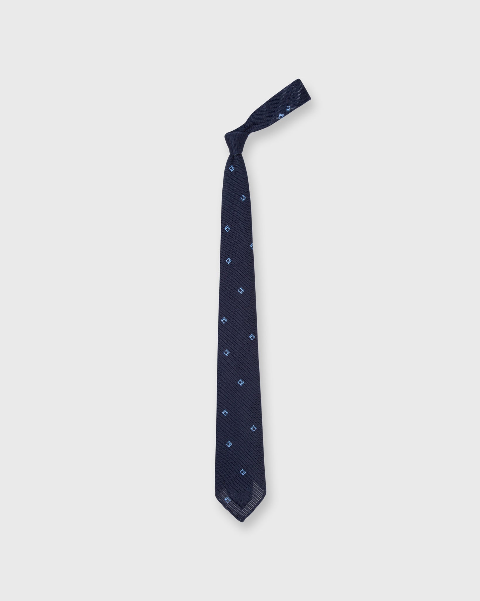 Cotton Woven Tie in Navy/Sky Diamond