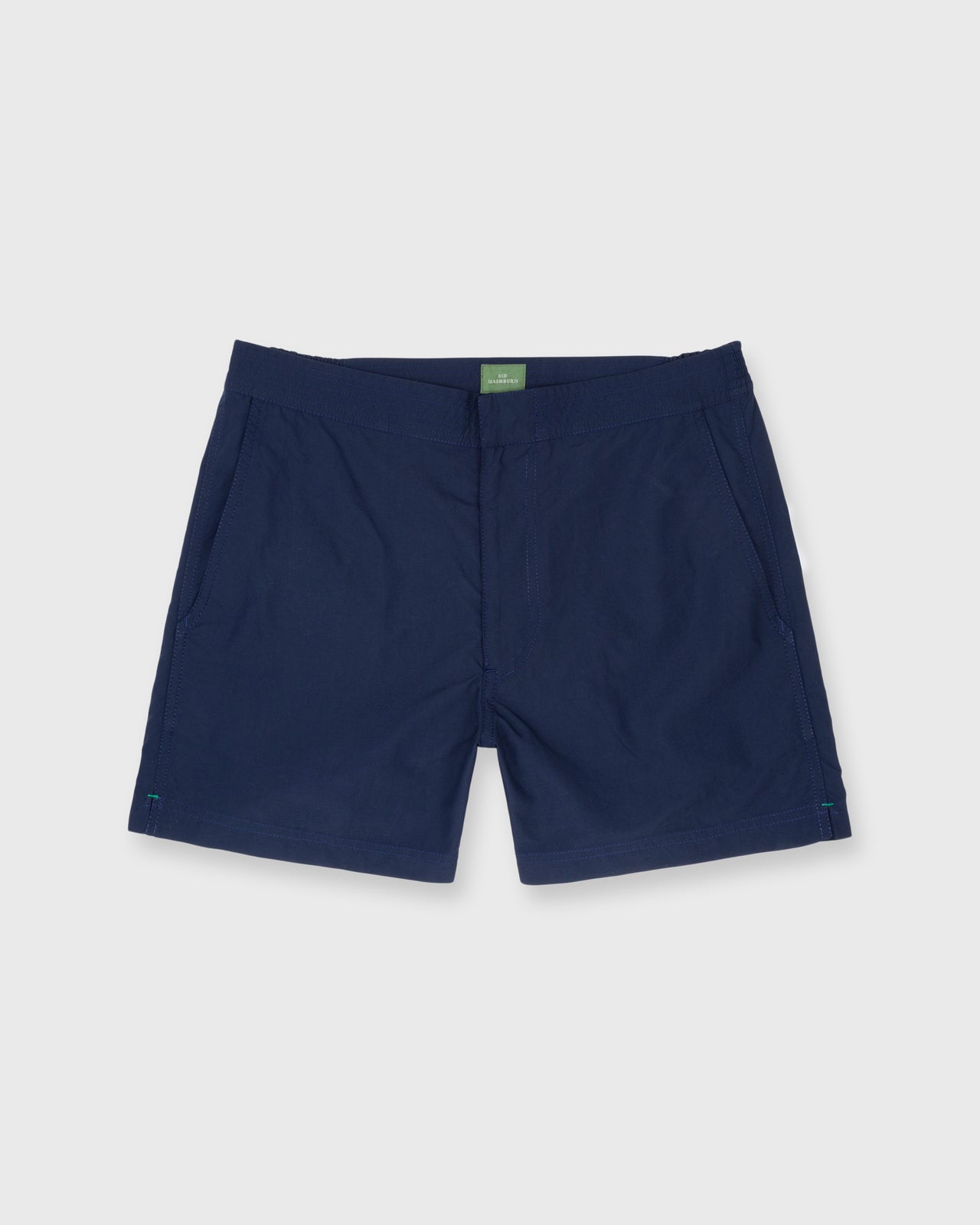 Zip-Front Standard Swim Short in Navy Nylon