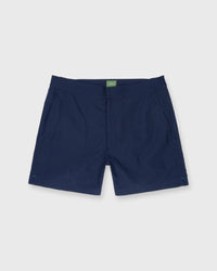 Zip-Front Standard Swim Short in Navy Nylon