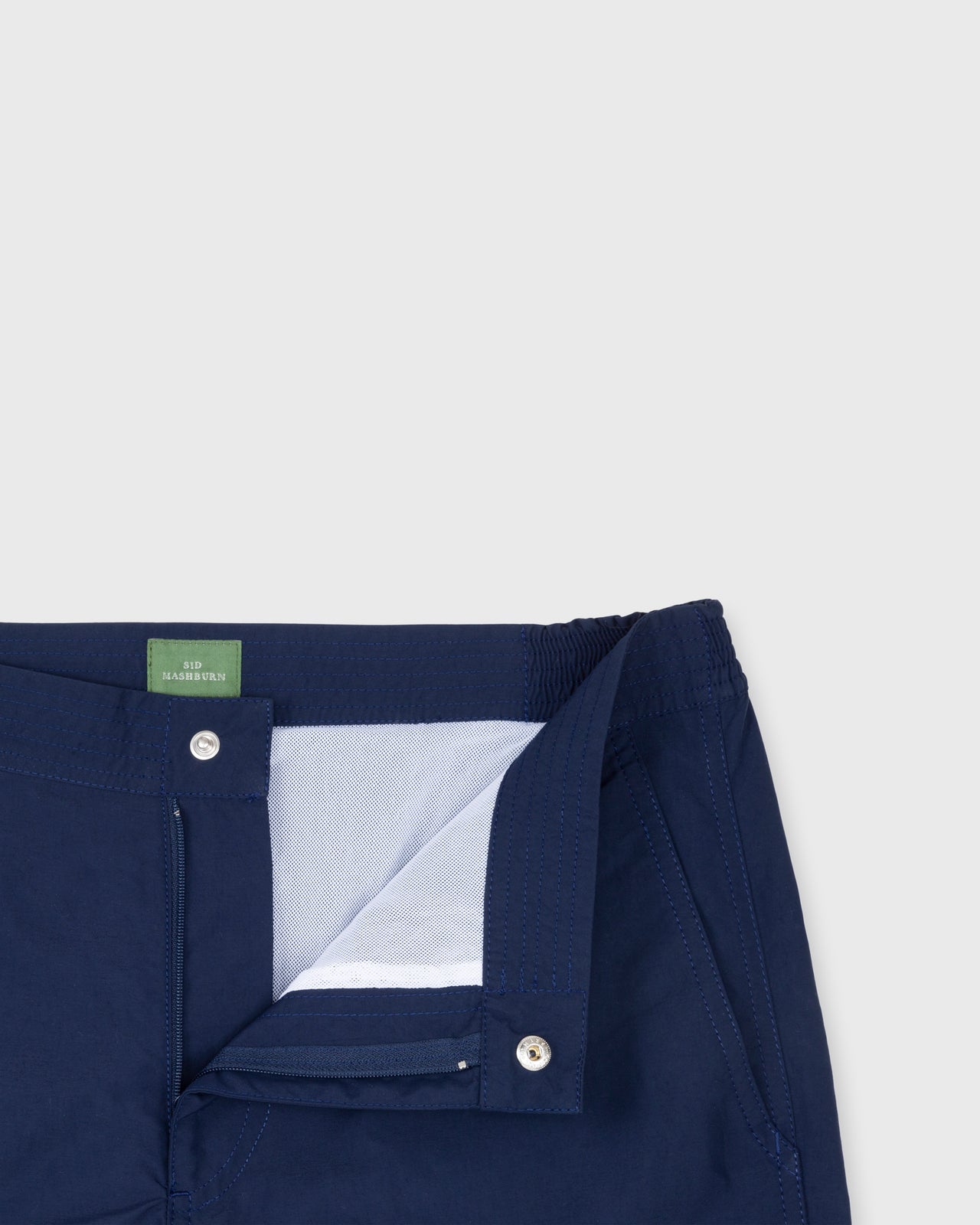 Zip-Front Standard Swim Short in Navy Nylon