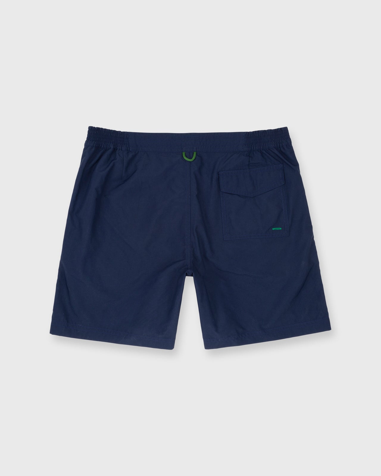 Zip-Front Mid-Length Swim Short in Navy Nylon
