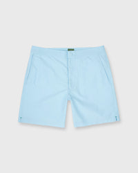 Zip-Front Mid-Length Swim Short in Sky Nylon