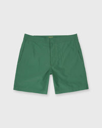 Zip-Front Mid-Length Swim Short in Pine Nylon