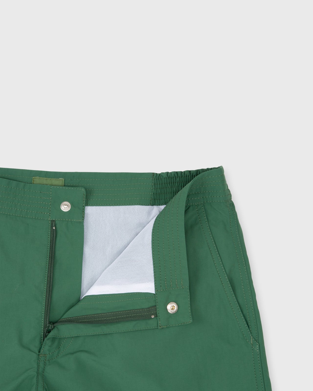 Zip-Front Mid-Length Swim Short in Pine Nylon