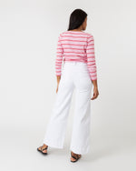 Load image into Gallery viewer, Long-Sleeved Boatneck Tee in Pink/Red Stripe Jersey
