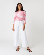 Load image into Gallery viewer, Long-Sleeved Boatneck Tee in Pink/Red Stripe Jersey
