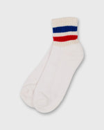 Load image into Gallery viewer, Retro Stripe Quarter Crew Socks in Royal/Red
