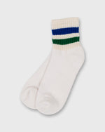 Load image into Gallery viewer, Retro Stripe Quarter Crew Socks in Royal/Kelly
